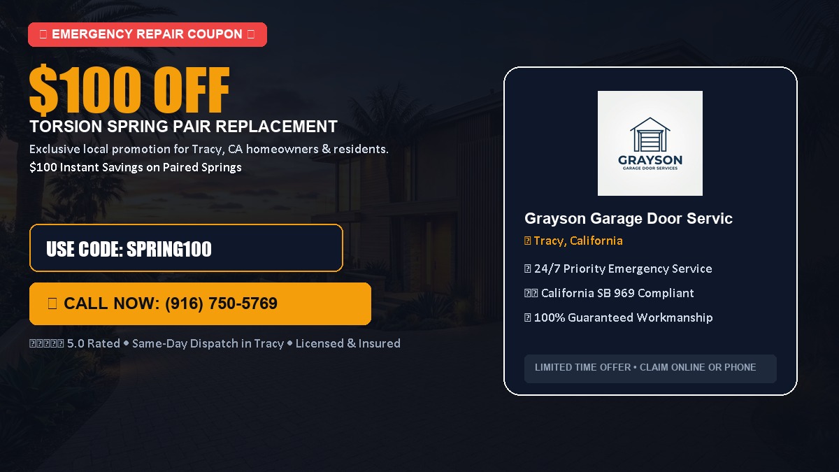 $100 OFF Heavy-Duty Torsion Spring Pair Replacement in Tracy, CA