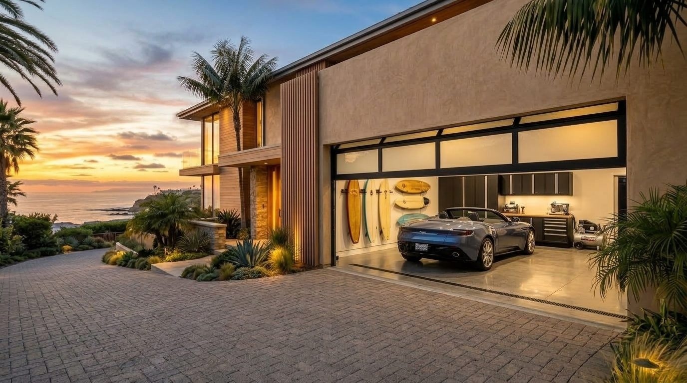 Grayson Garage Door Services Garage Door Gliding Open Revealing Warm Illuminated Interior